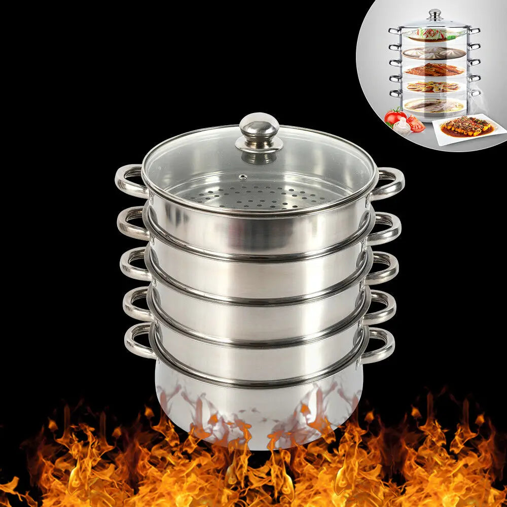 5 Tier 26 / 28 / 30cm Steam Cooker Steamer Pan