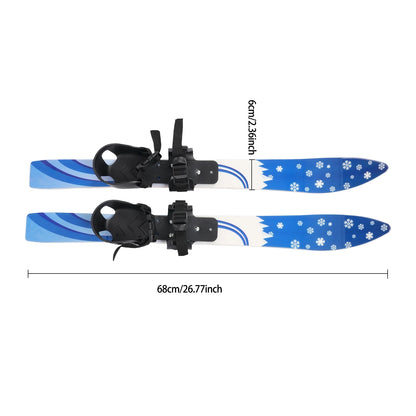 68*6cm Ski Set Kids Skis and Poles, Primary Ski Double Board, Children's Beginner Snow Skis