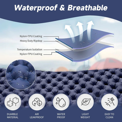 Aonhom Double Sleeping Pad, Inflatable Double Camping Mat