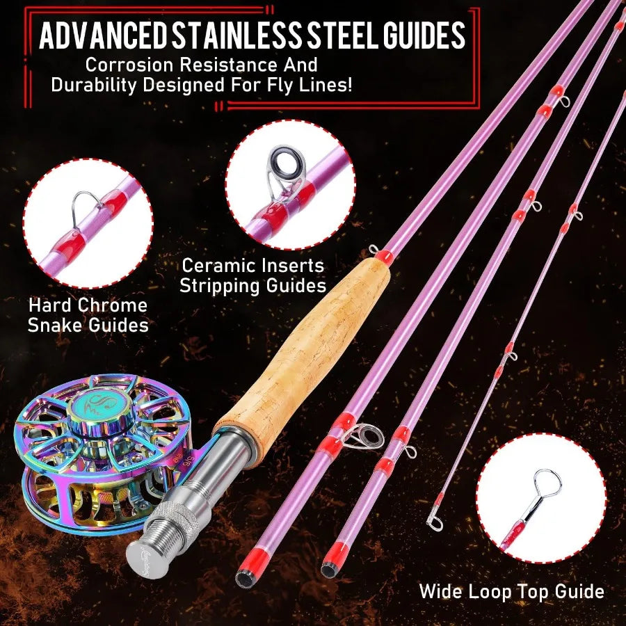 Ultra Light Portable Fly Fishing Rod and Reel Combo, Complete accessory Set