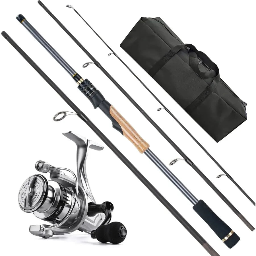 4Piece 7ft  Carbon Fiber Spinning Rod and Reel Combo.