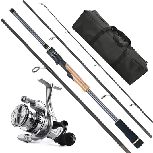 4Piece 7ft  Carbon Fiber Spinning Rod and Reel Combo.