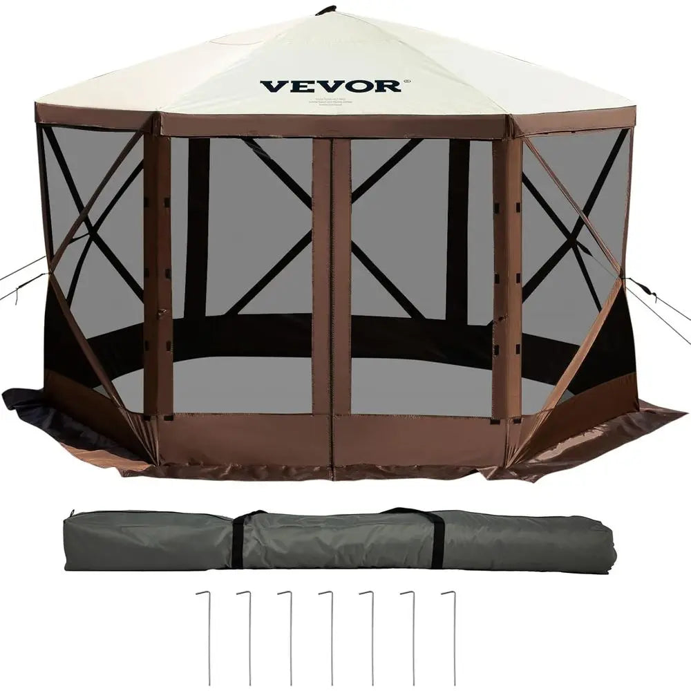 12t 6 Sided -up Shelter Tent with Mesh Windows, Portable Carry Bag
