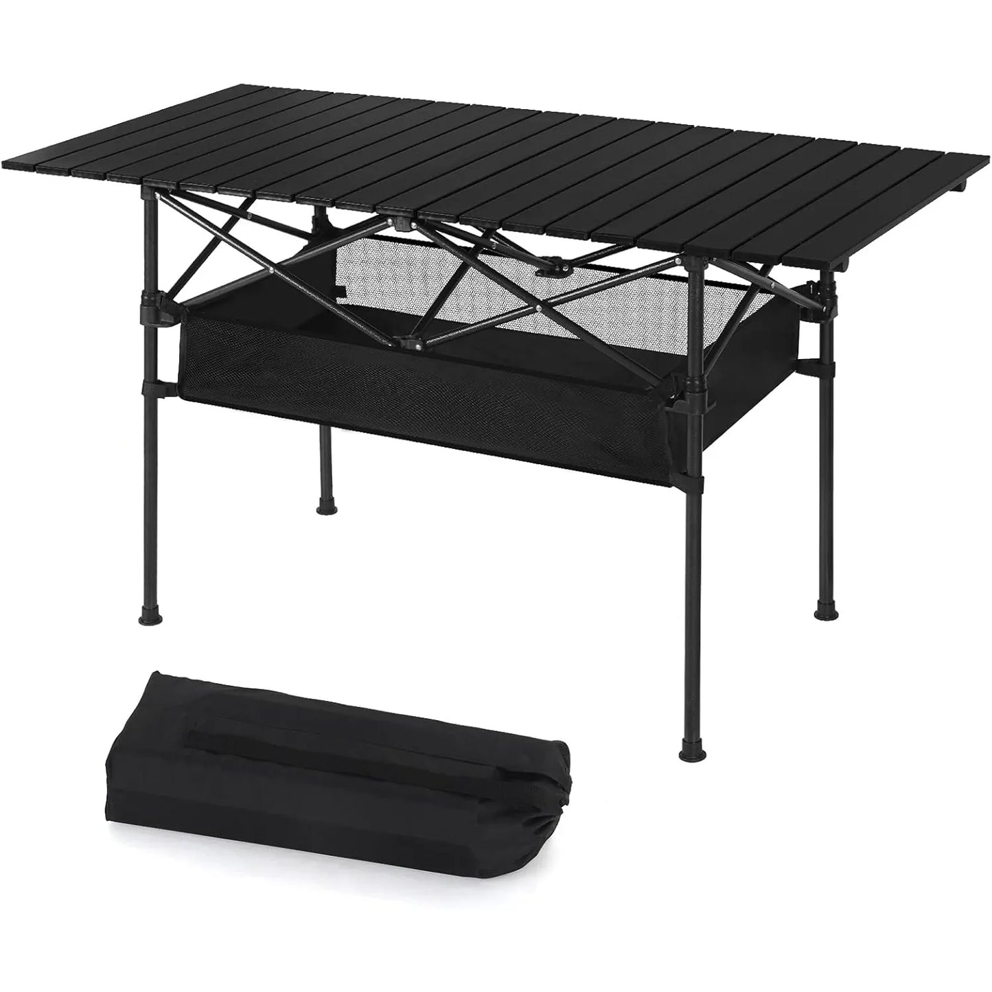 Portable Aluminum Roll-Up Camping Table - 46x27x22in.