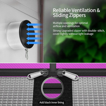 48x24x60 Inch Hydroponic Grow Tent with Reflective Mylar, Waterproof Design, Double Doors