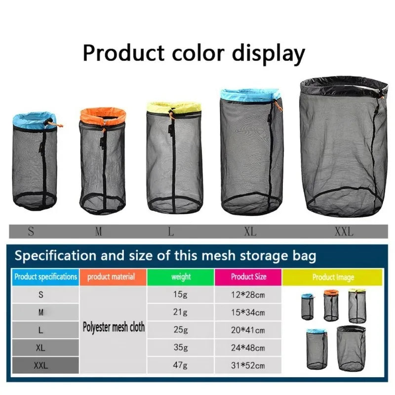1Pcs Outdoor Ultralight Mesh Storage Bag