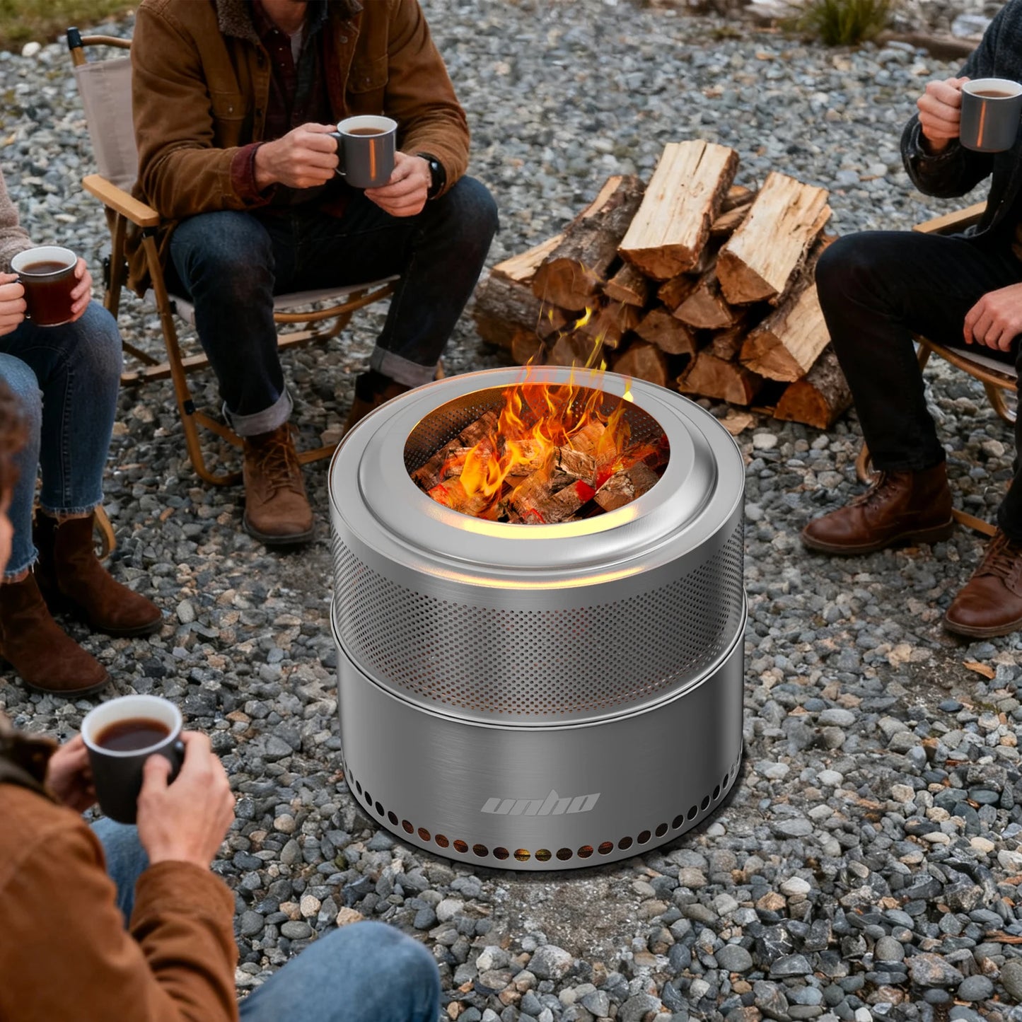 Wood Burning Fire pit, Large Stainless Steel Smokeless