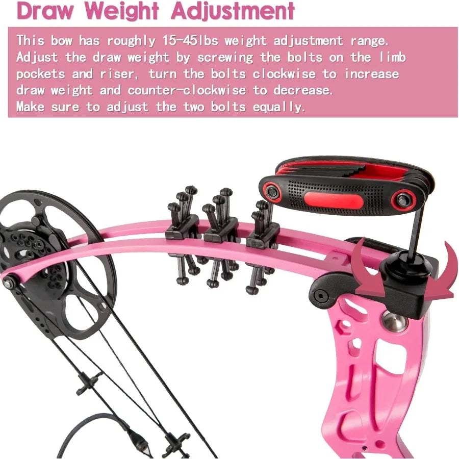 Youth Compound Bow Set 15-45Lbs, For Teens and Beginner
