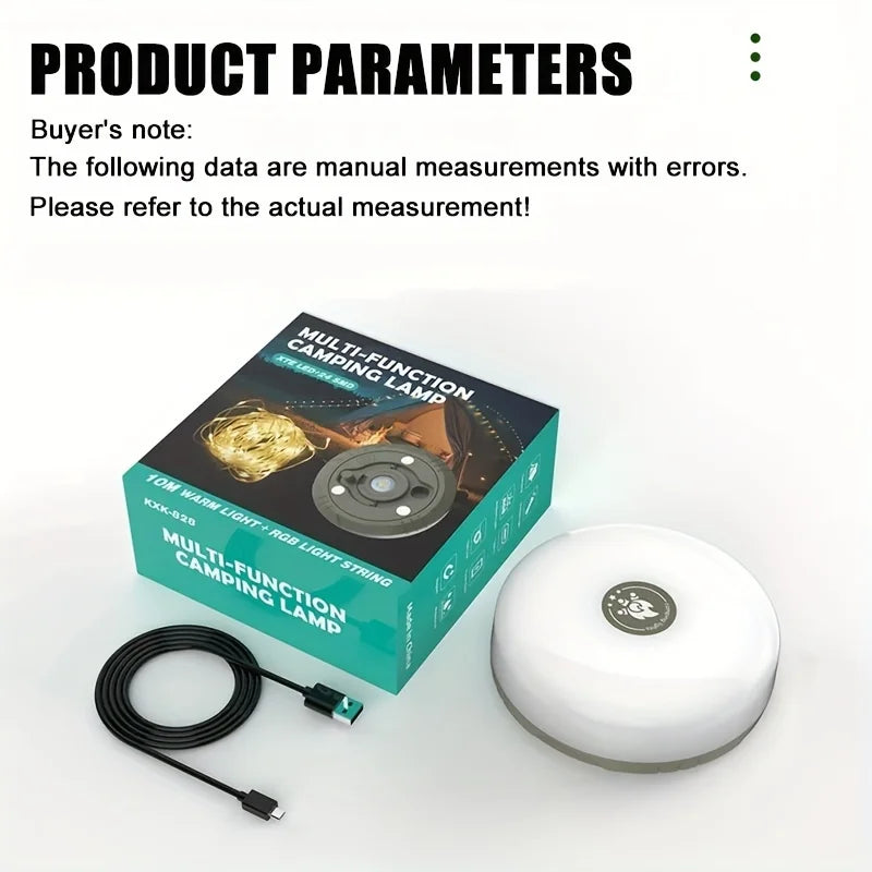 Rechargeable 32.8FT Camping String Lights - 2 in 1 Quick Storage Tent Lights