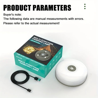 Rechargeable 32.8FT Camping String Lights - 2 in 1 Quick Storage Tent Lights