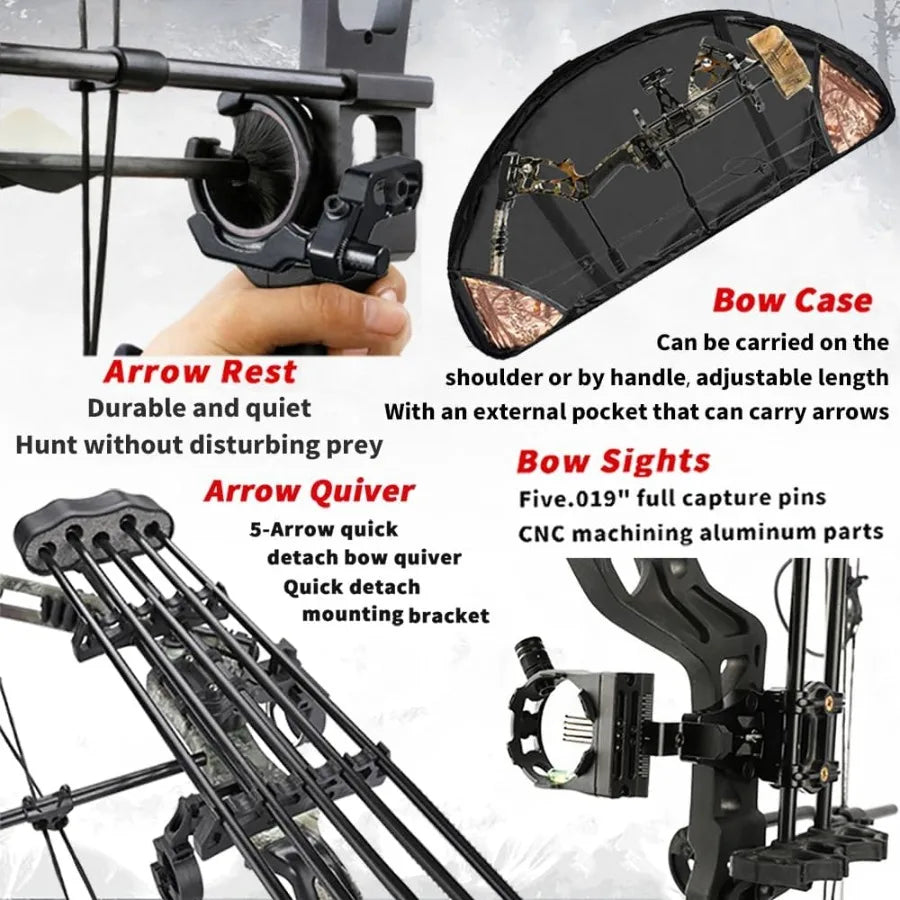 Archery Hunting Compound Bow Kit RTH 3070 LBS Draw Length 23.531 IBO 325FPS Target Shooting Bow with Accessories for Bowfishing