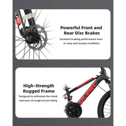 2024 24 Inch Bike for Boys and Girls Ages 6-14 21-Speed Mountain Bicycle with Front Suspension and Disc Brakes Ideal for Off-Ro