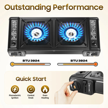 Butane Gas Camping Stove 3924, Portable Outdoor Grill, Hiking Trekkin