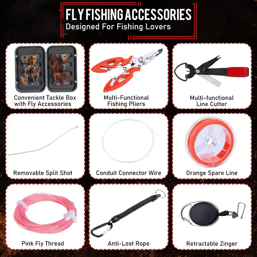 Ultra Light Portable Fly Fishing Rod and Reel Combo, Complete accessory Set