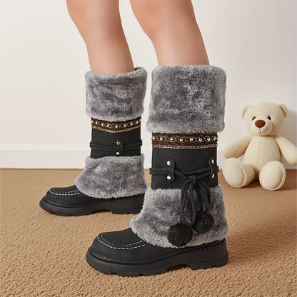 Women's Winter Furry Knee High Platform Snow Boots
