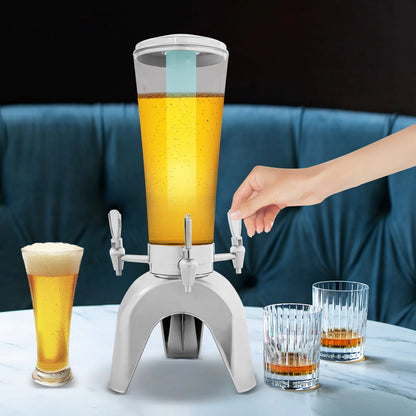 3-Tap LED Beer Dispenser with Built-in Ice Container, 3 Faucets.