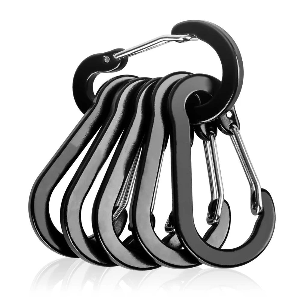 6Pcs Camping Mountaineering Buckle Multifunctional Carabiner Spring Snap.