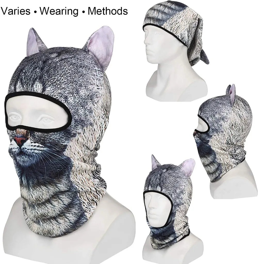 3D Animal Balaclava Ski Hats Party Cat Dog Funny mask.
