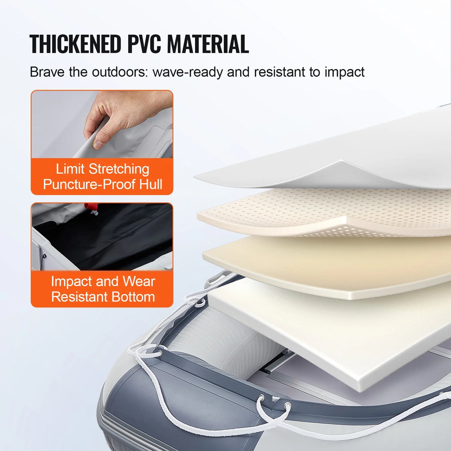 SucceBuy Inflatable Dinghy Boat 6-Person Transom Sport Tender Boat