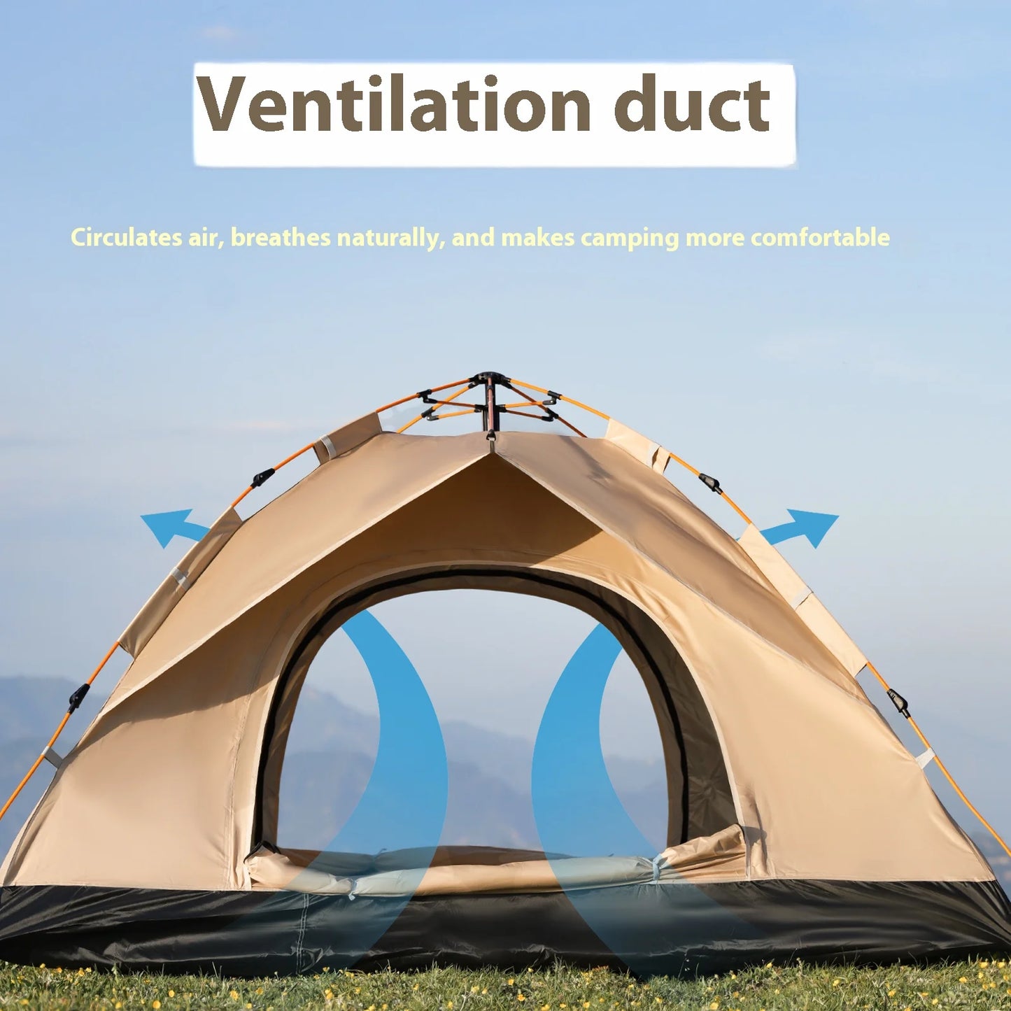 Instant Golden Tent - Portable 3-4 Person Sun & Rain