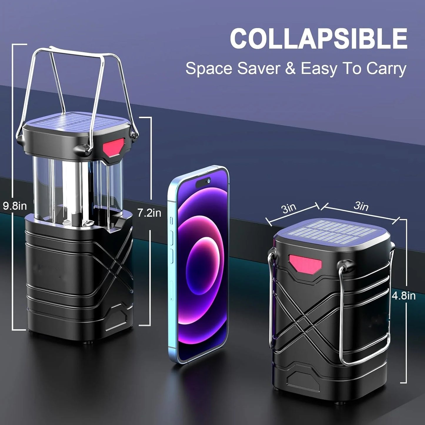 4 Pack Rechargeable Camping Lights - Solar/Battery LED,