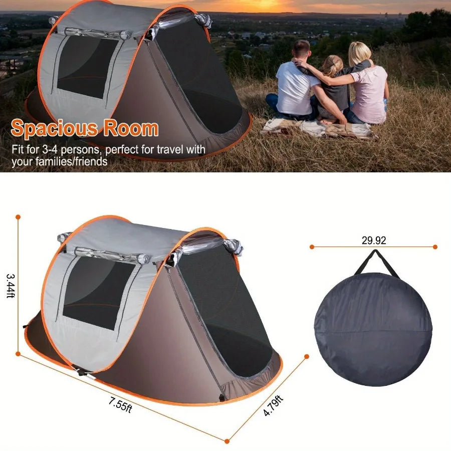 Easy Pop Up 2 man Tent , Automatic Setup, 2 Doors