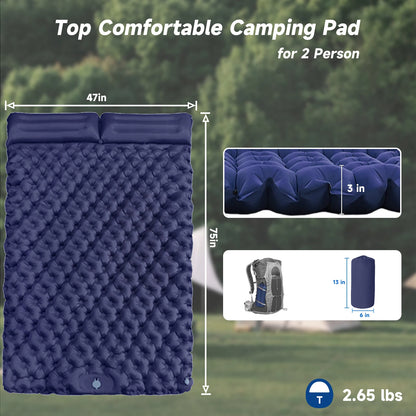 Aonhom Double Sleeping Pad, Inflatable Double Camping Mat