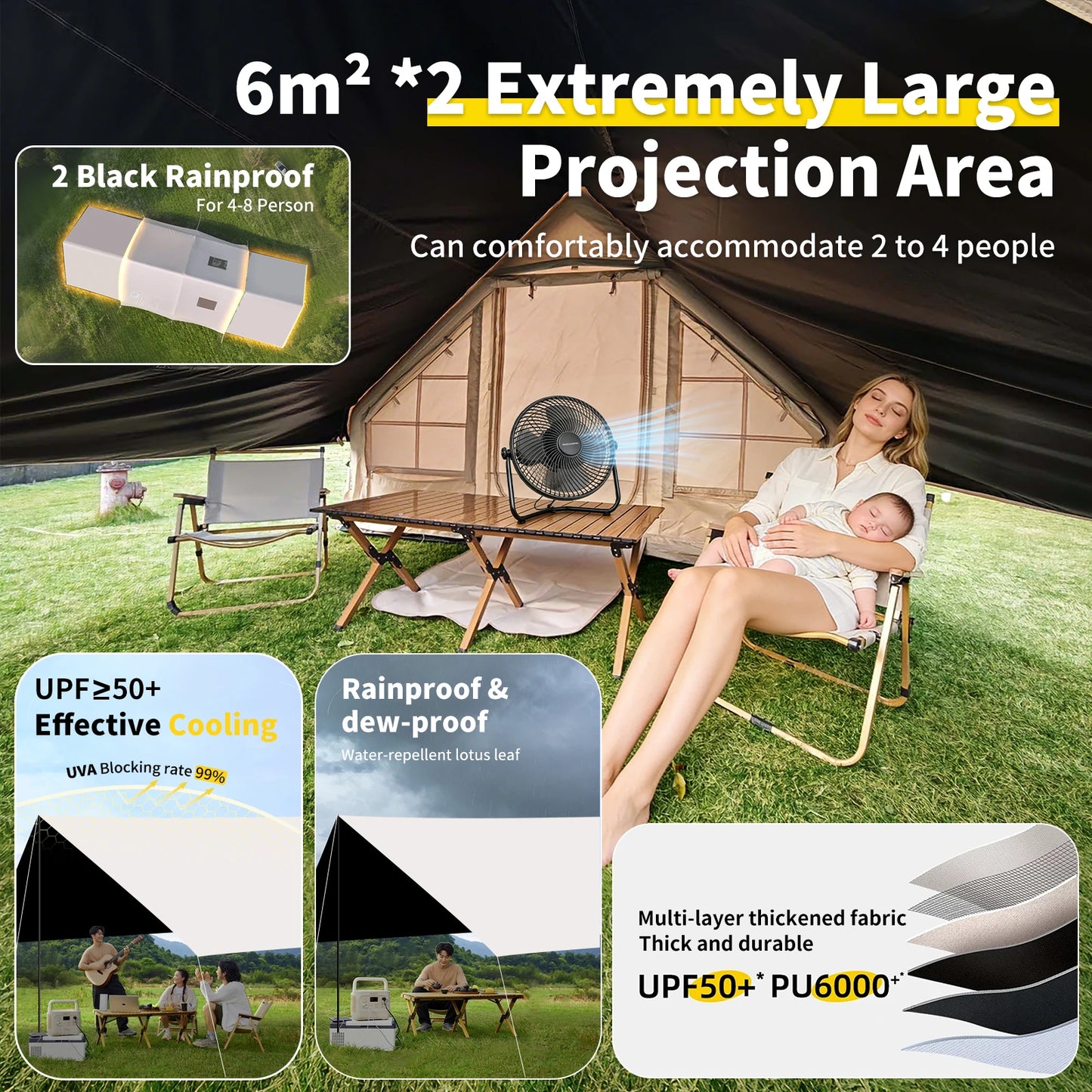 Inflatable Camping Tent 8-10 Person,129 Square Feets Large Inflatable