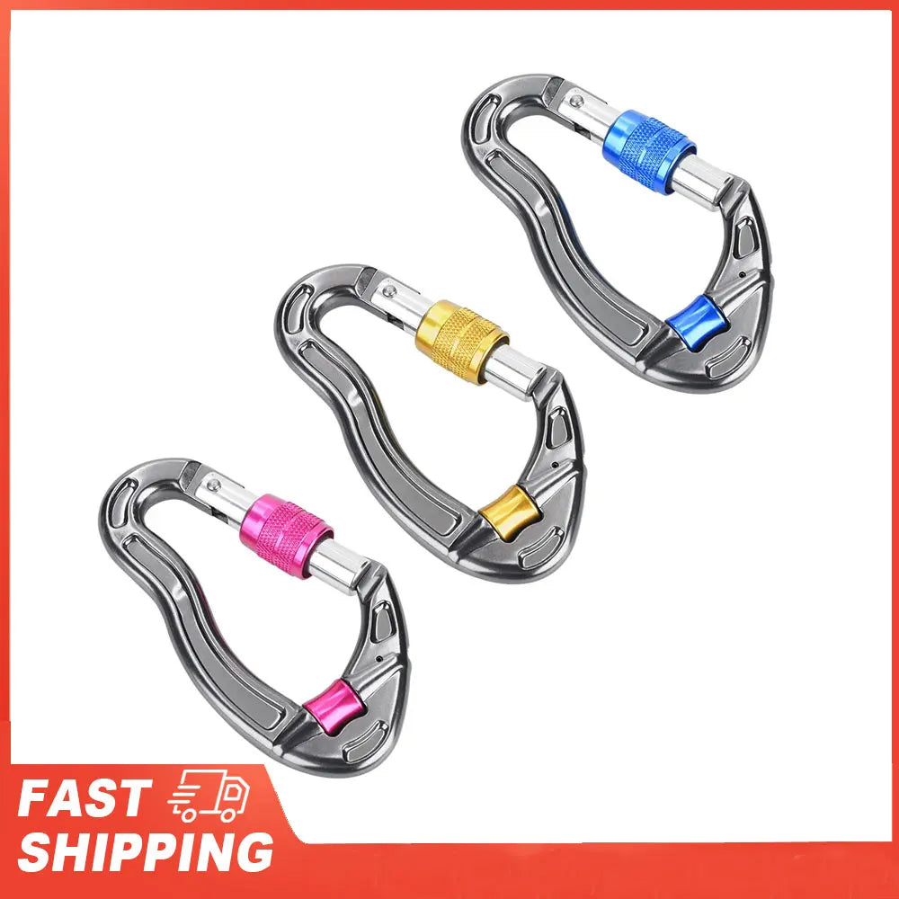Carabiner Mountaineering,  25KN, Screw Locking Hook for Rock Climbing
