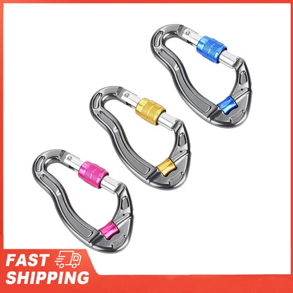 Carabiner Mountaineering,  25KN, Screw Locking Hook for Rock Climbing