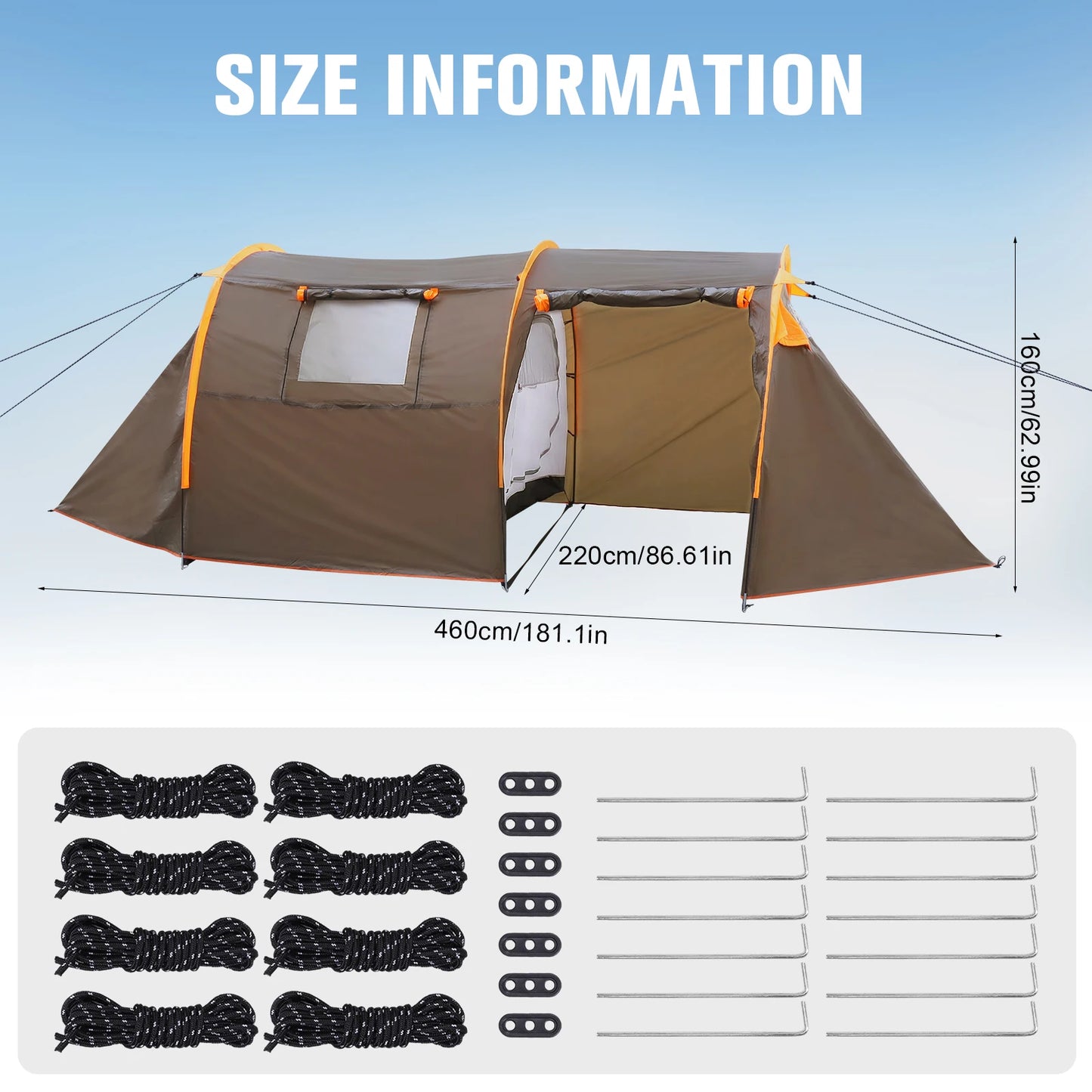 Oxford 2-Person Backpacking Tent Windproof Lightweight Tent Rainproof