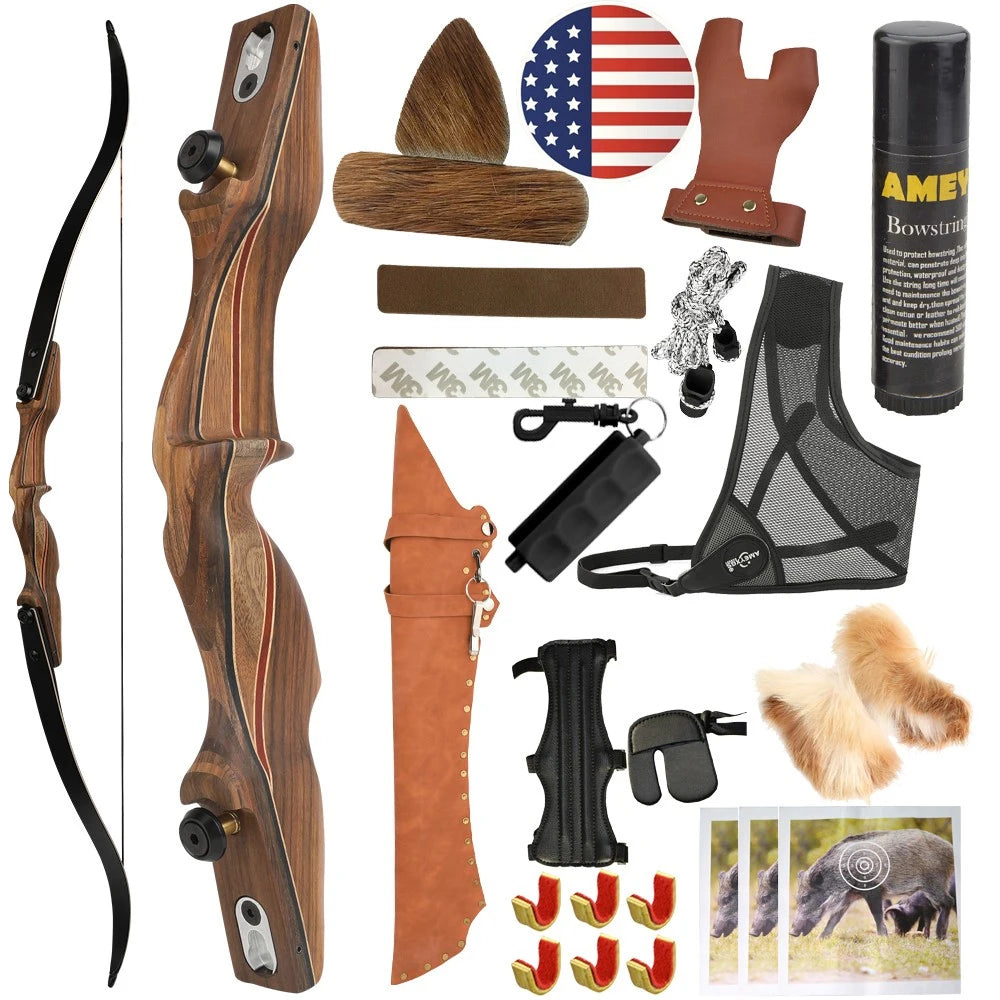 60inch Recurve Split Bow Set 50/60lbs Right Hand  ILF Detachable Wood Riser f