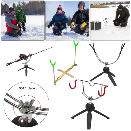 Portable Ice Fishing Rod Holder Double-Head