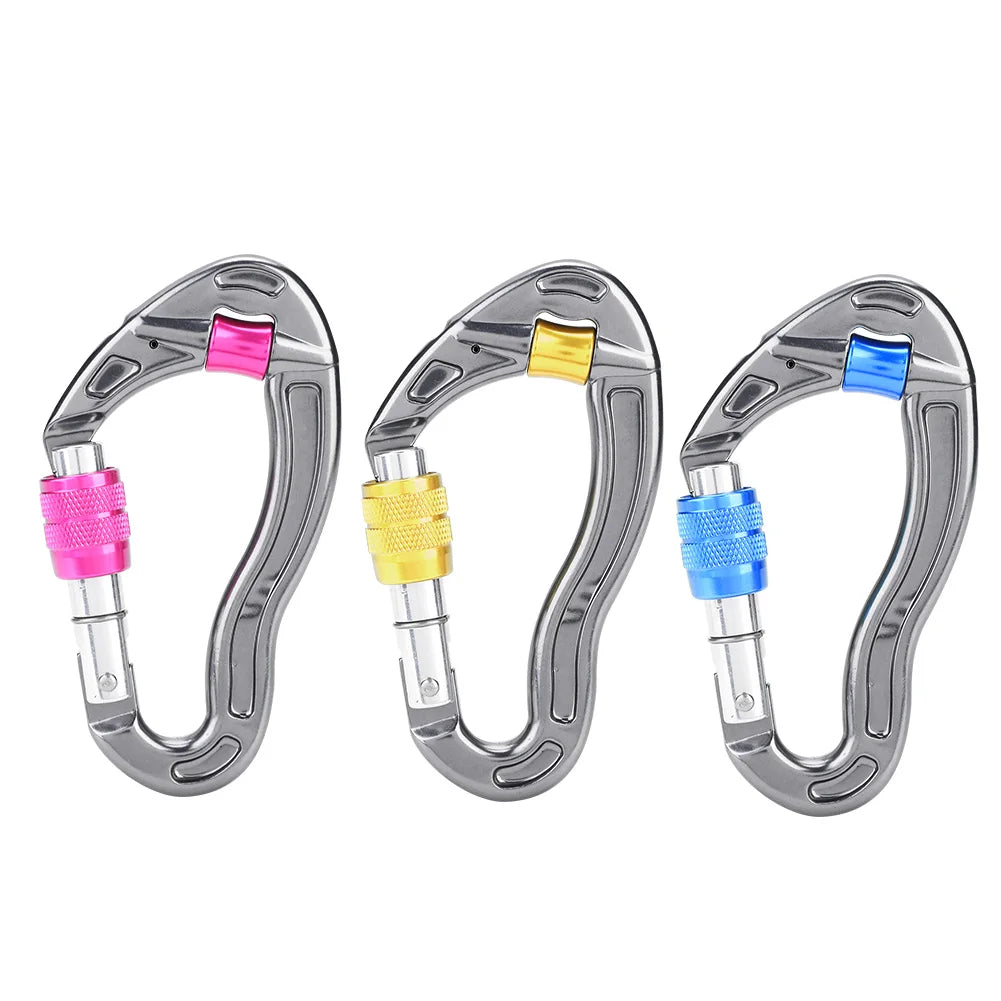 Carabiner Mountaineering,  25KN, Screw Locking Hook for Rock Climbing