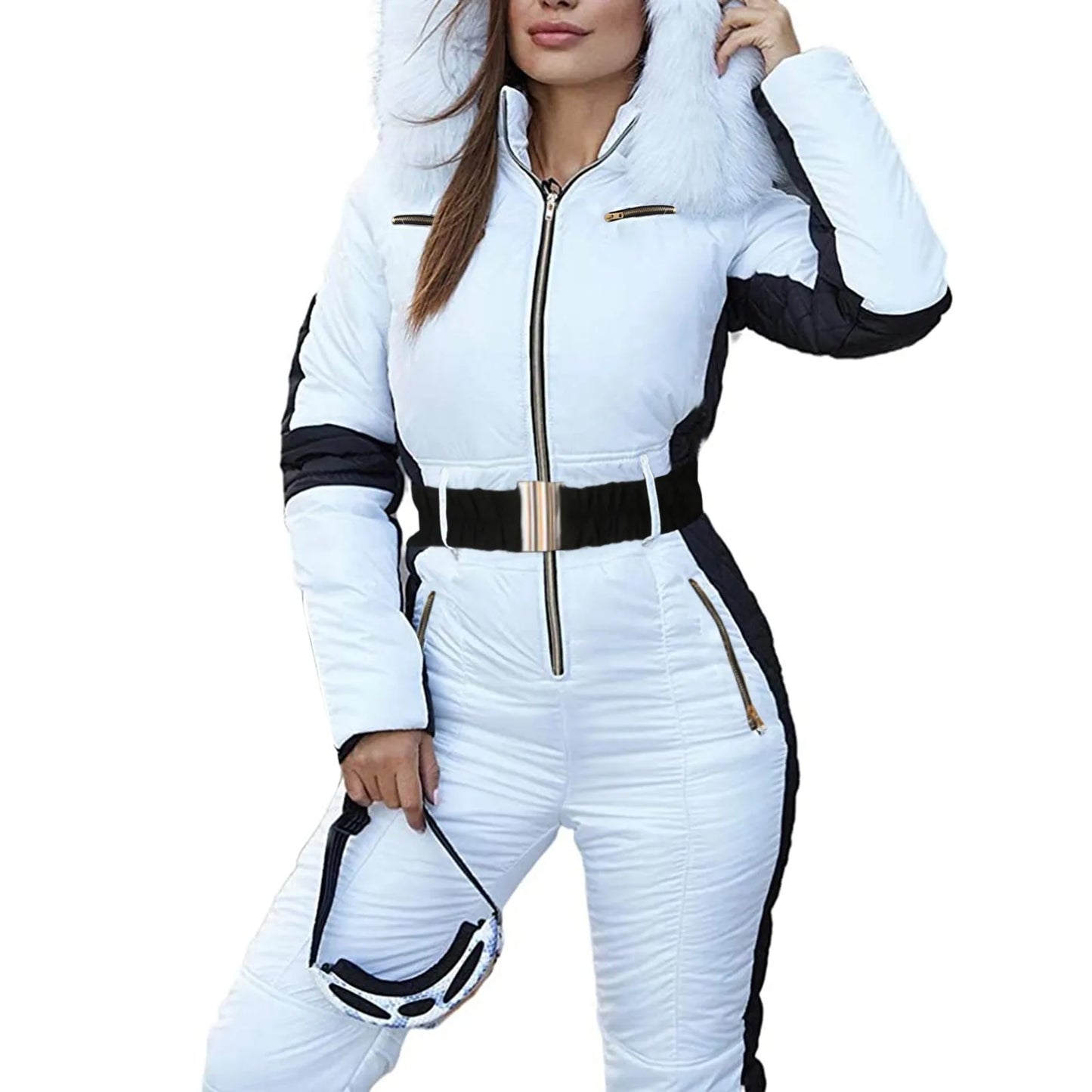 Women's Winter Outdoor Sports Jacket Jumpsuit, Removable Sports Zipper