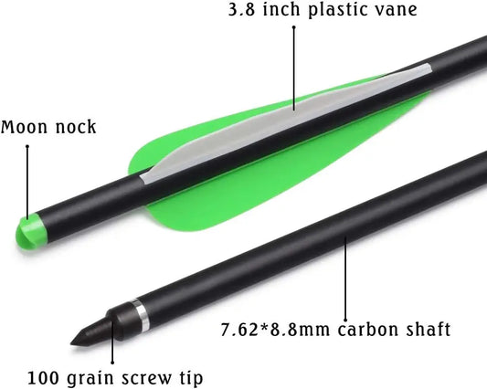6 Pack Elong Crossbow Bolts 20 Inch Carbon with Broad Head Arrows