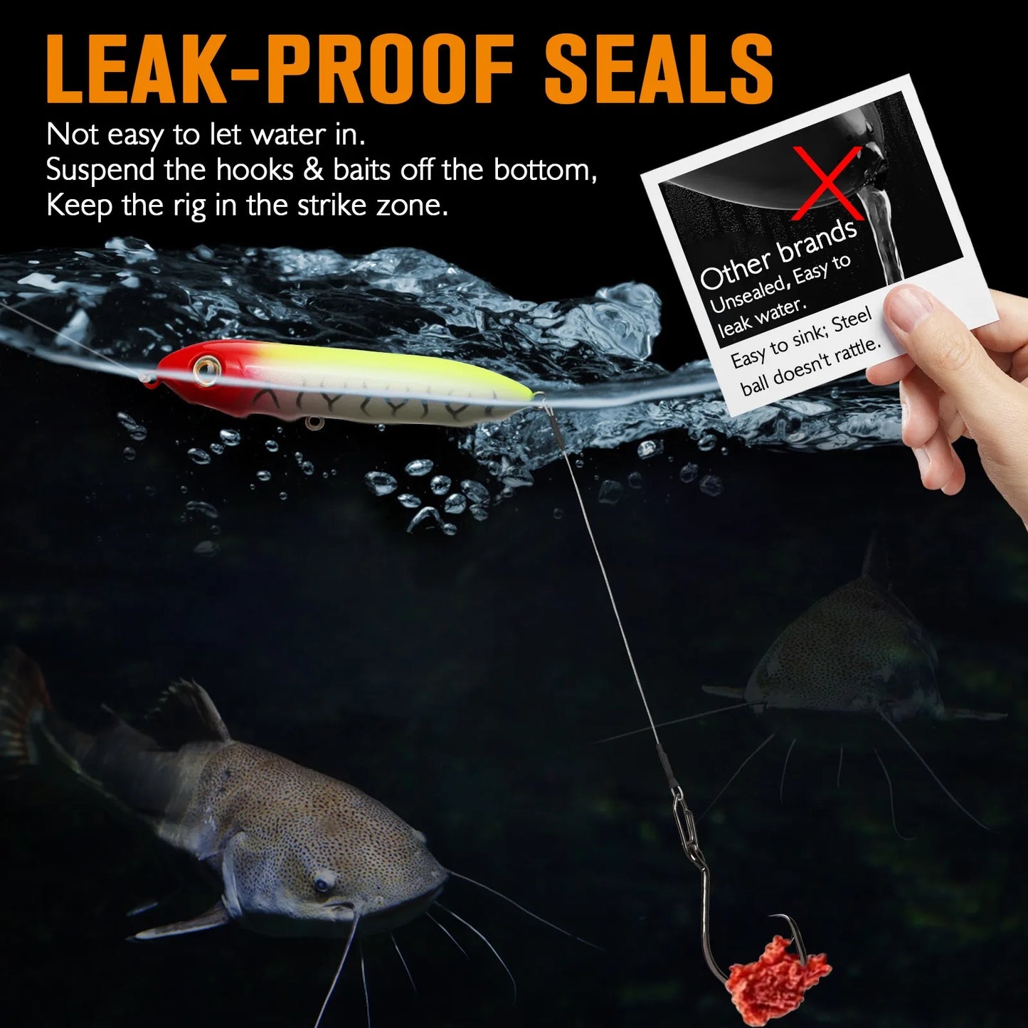 Dovesun Catfish Float Rigs with Catfish Rattles Rattling Catfish Tackle for Bank Fishing Santee Rig 6PCS