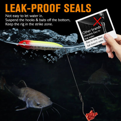 Dovesun Catfish Float Rigs with Catfish Rattles Rattling Catfish Tackle for Bank Fishing Santee Rig 6PCS