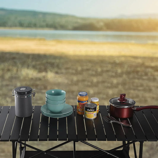 Portable Aluminum Roll-Up Camping Table - 46x27x22in.