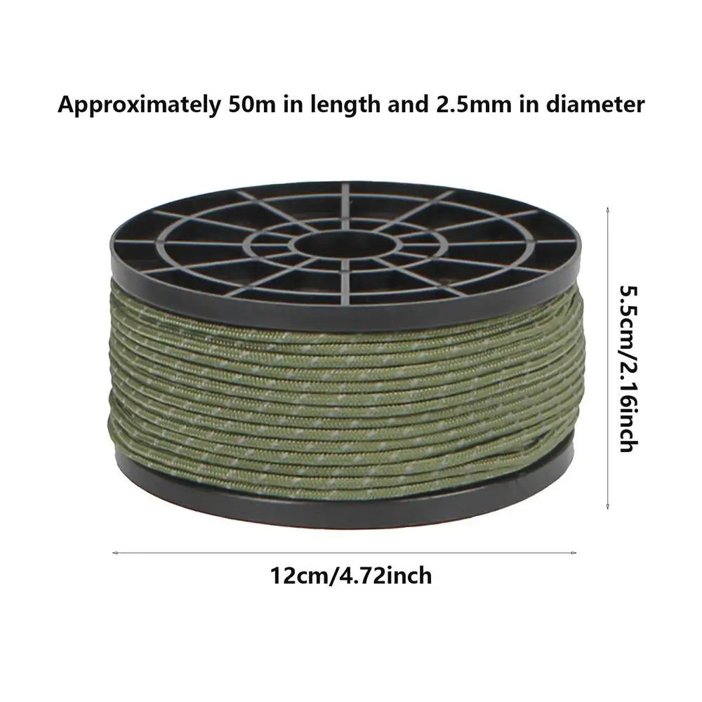 Reflective Camping Rope 164ft Para-cord Rope Reflective Rope 2.5mm