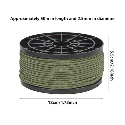 Reflective Camping Rope 164ft Para-cord Rope Reflective Rope 2.5mm
