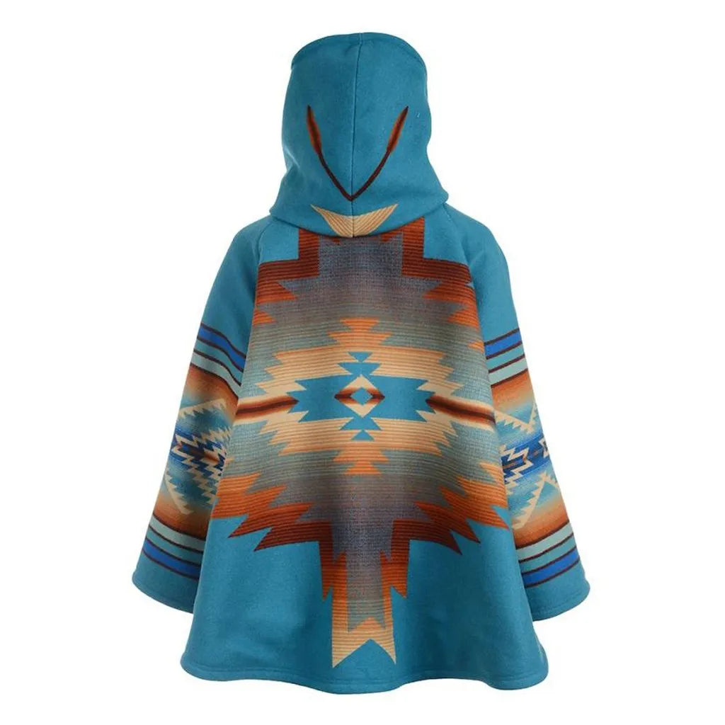 Winter Women Jackets Retro Printed Coat Long Sleeve Hooded