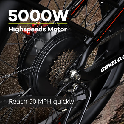 Cybervelo 5000w Peak Built-in Battery Ebike, 100 Miles Range