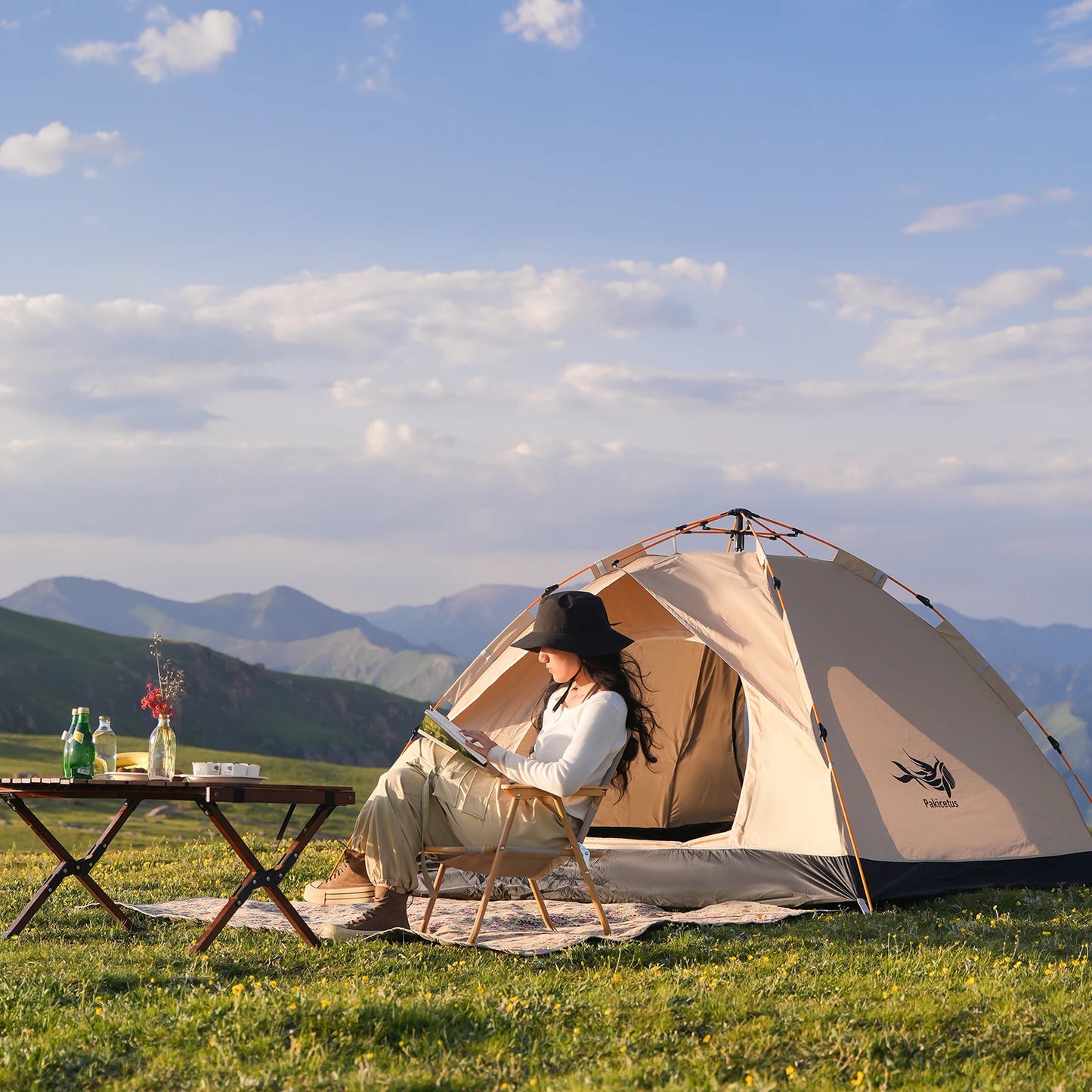 Instant Golden Tent - Portable 3-4 Person Sun & Rain