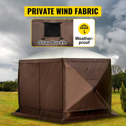 SucceBuy Pop-up Camping Gazebo Camping Canopy Shelter 6 Sided 12' x 12' / 10' x 10'