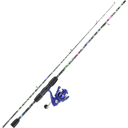 2 Piece, 6 Foot Graphite and Fiberglass Fishing Rod, and AntiReversing  Spinning Reel