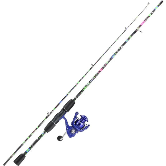 2 Piece, 6 Foot Graphite and Fiberglass Fishing Rod, and AntiReversing  Spinning Reel