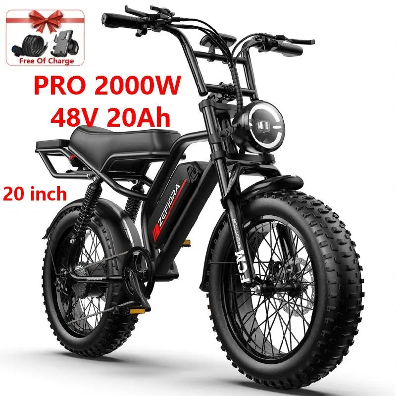 14 20 inch Electric fat bike 1000w 2000w 30-50MPH 30-60Miles Adjustable front brake