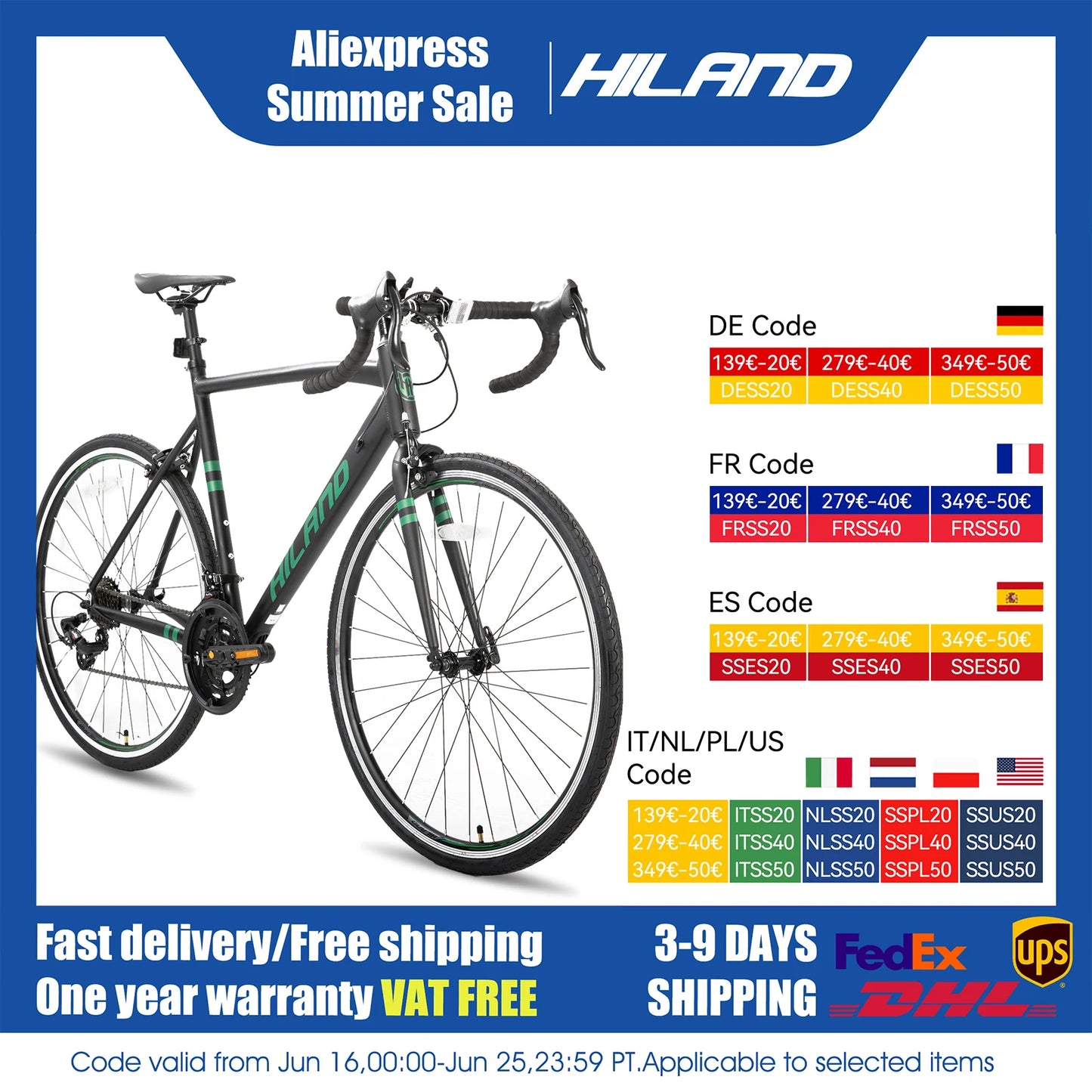 Hiland Aluminum Road Bike,Shimano 14 Speeds, 53/57cm Frame