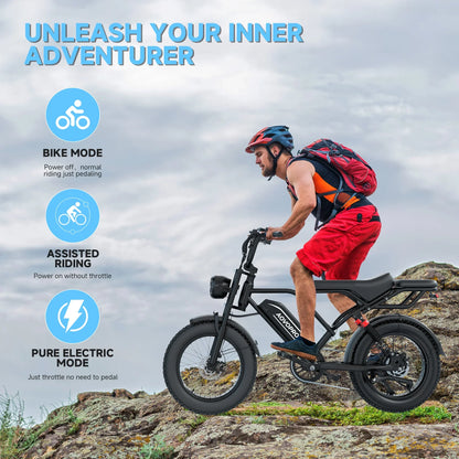 AOVOPRO AP20 Electric Bike 1500W 20" Fat Tire 31mph Top Speed 70 Miles